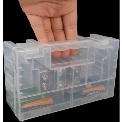 1pcs Large Translucent Battery Holder Case Storage Box For 20 AA 14 AAA Battery