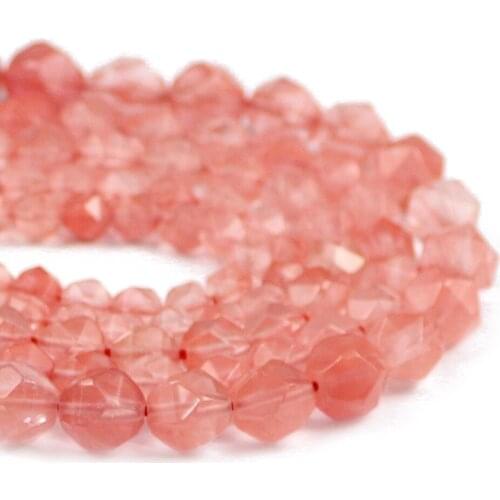 BTFBES Natural Watermelon red Stone beads Faceted Round Loose Bead For Jewelry Making DIY Bracelet Necklace 15'Strand 6/8/10mm
