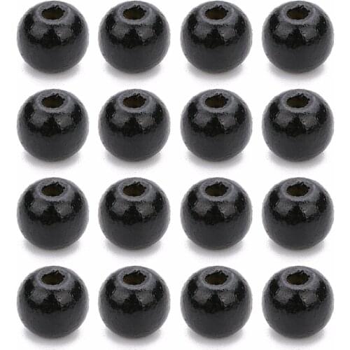 LOULEUR 100pcs 12mm Black Wooden Beads Round Loose Spacer Beads With 3mm Big Hole for DIY Necklace Bracelet Jewelry Makings