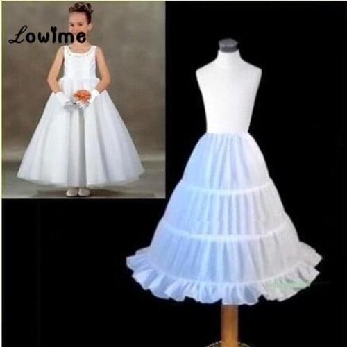 Fast Shipping White 3 Hoops Kids Crinoline Children Petticoat For Flower Girl Dress Cheap Bridal Underskirt Wedding Accessories