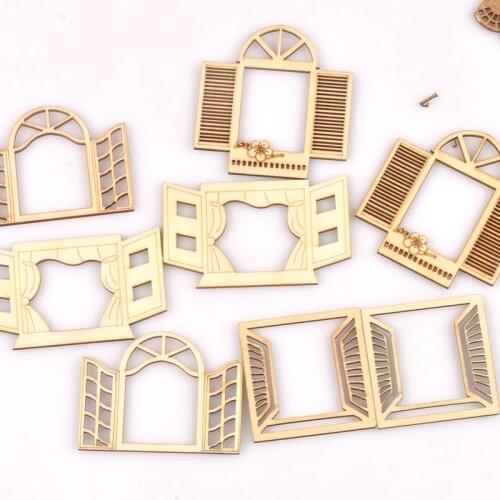 60-80mm Hollow Window Pattern Wood Slices DIY Crafts Scrapbook For Wooden Home Decoration Handicrafts Ornaments 4Pcs m2560