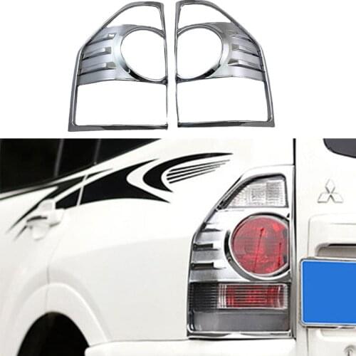 For Mitsubishi Pajero V73 2001 ABS Chrome Rear Tail Light Lamp Cover Trim Tailight Decal Strips Car Exterior Accessories