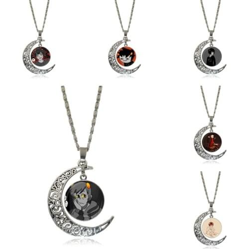 EJ Glaze For Women Kids Homestuck Karkat Vantas Design Fashion Glass Crescent Moon Women Necklace Pendants