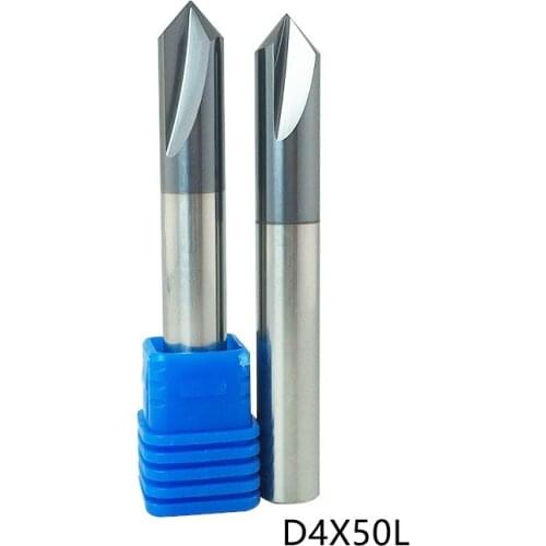 Chamfer Cnc Milling Cutters DIA 4mm 2Flutes Solid Tungsten Carbide 90degree Straight Groove End Mill Bits