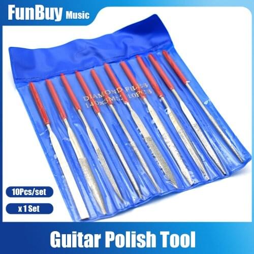 Guitar Frets Bridge Nuts Polished Saddle Slot Pickguard Grinding File Guitar Ukulele Repair Tool for Luthier Set of 10pcs
