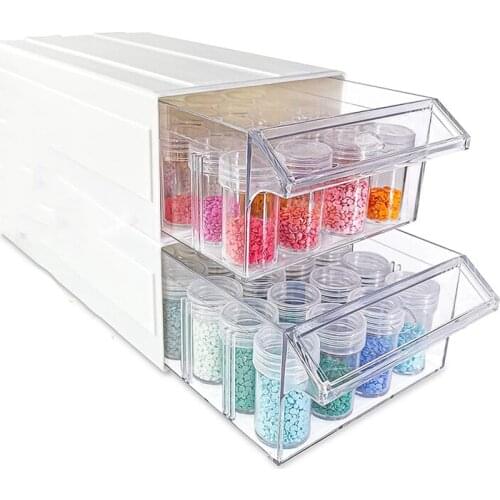 Diamond Painting Accessory Storage Box,64 Slots Independent Container Suitable for Diamond Art Beads and Rhinestone