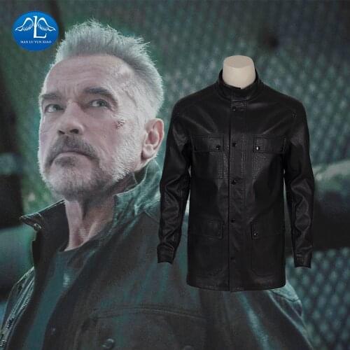Arnold Schwarzenegger Terminator 6 Dark Fate Faux Leather Halloween Christmas Cosplay Costume Stylish Bomber Biker Jacket
