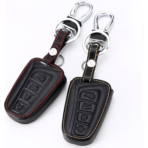 Leather Car key cases cover For Hyundai IX45 Santa Fe (DM) 2013 2014 2015 2016 3 buttons Key Shell holder