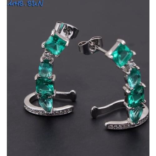 MHS.SUN Vintage AAA Zircon Jewelry Fashion Women Stud Earrings Gold/Silver Color Party Crystal Earrings For Female Gift 1Pair