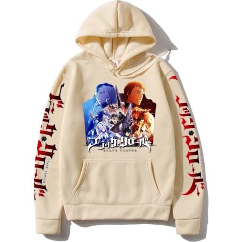 Fashion Hoodies Pullover Casual Black Clover Printing Hooded Streetswear Sweatshir Friend Men Women Unisex Top