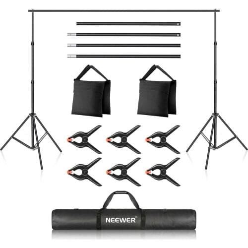 Neewer Photo Studio 10ft/3m Wide Cross Bar 7ft/2.1m Tall Adjustable Background Stand Backdrop Support System+ 3 Backdrop Clamps