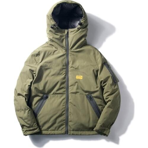 2021 mens new Japanese retro hooded all-match assault down jacket with zipper hoodie