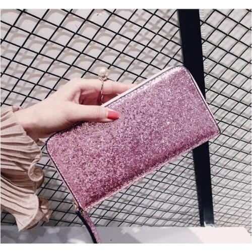 New Women Ladies Glitter Sequins Zipper Wallets Sparkling Party Evening Envelope Clutch Bag Handbag Coin Card Cash Purse 100pcs