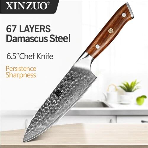 XINZUO 6.5" inch Chef Knife Damascus Stainless Steel Kitchen Santoku Knife Razor Sharp Utility Vegetable Knives