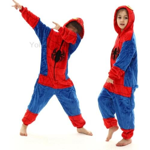 Kids Kigurumi Unicorn Pajams Sets for Boys Winter Onesie Pijamas Flannel Warm Pyjamas Anime Cosplay Costume Blue Red Nightwear