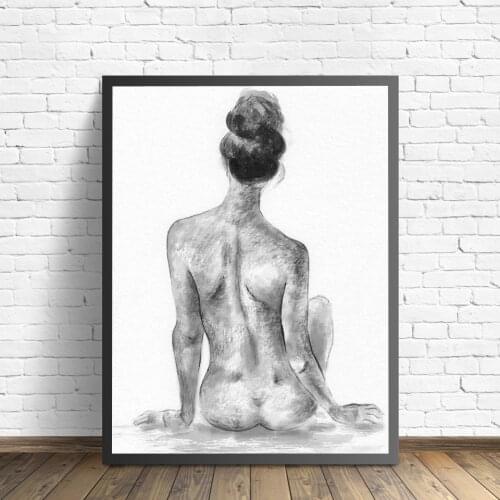 Nude Sketch Woman Posters and Prints Bedroom Wall Decoration Wall Art Print Modern Sexy Female Art Canvas Painting Picture Decor