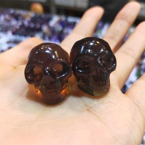 Natural Colored Fluorite Handmade Skull Jade Skull Gemstone Carving Crystal Healing Reiki Home Decor Stone Crystal Craft