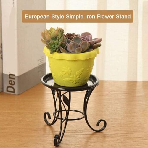 European Style Simple Mini Flower Stand Flower Pot Succulent Flower Shelf Iron Stand + Iron Plate for Desktop Balcony