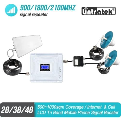 WCDMA Signal Repeater GSM LTE LCD Display Call 900 3G 2100 4G 1800mhz Cellular Booster Amplifier Two Indoor Antennas Set #49
