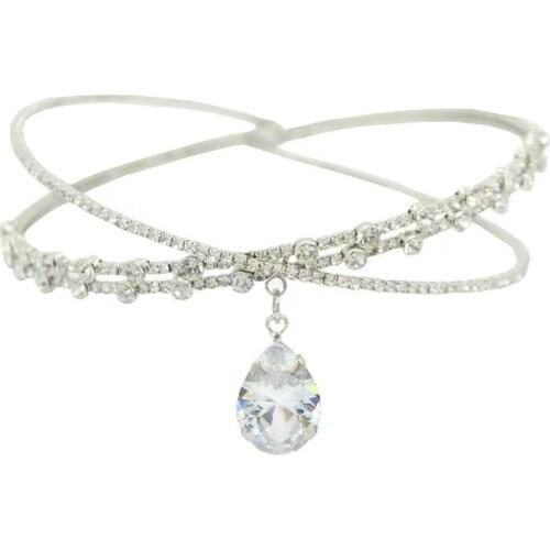 Drop-shaped Pendant Necklace Simple and Individual Design Choker Adjustable Rhinestone Collar Luxury Advanced