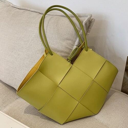 Luxury Brand Tote Bags for Women Travel Large Shoulder Bags Green Weave Handbags Ladies Summer Casual Top-handle Bag Girls Sac