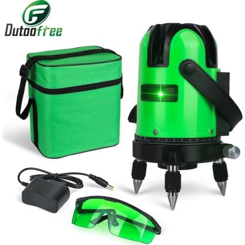 Self Leveling Laser Level 5 Line 6 Point Laser Level Green Beam Bracket 360 Degrees Rotary 635nm Outdoor Mode Receiver