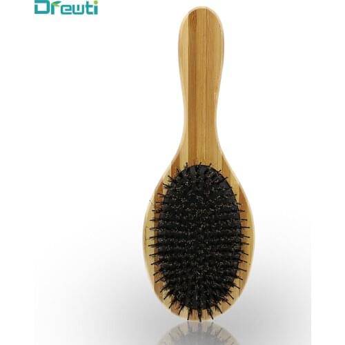 DREWTI New Two-color Bamboo Hairbrush Boar Bristle Cushion Hair Comb Scalp Massage Hair Care Tool For Women, Child, Men (Large)