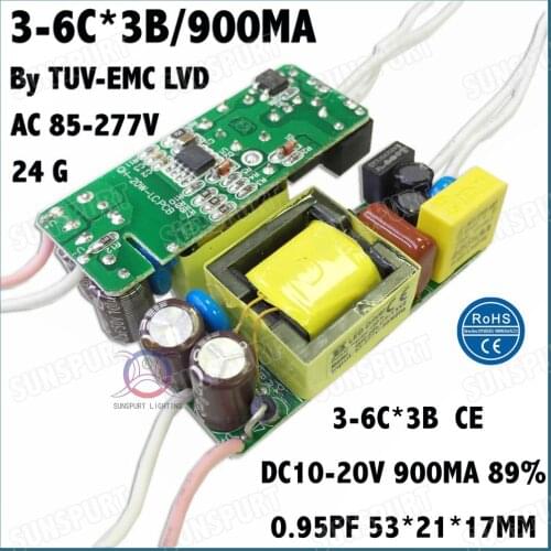 5 Pcs By TUV-CE PF>0.9 20W AC85-277V LED Driver 3-6Cx3B 900mA DC10-20V Constant Current LED Power For Ceiling Lamp Free Shipping