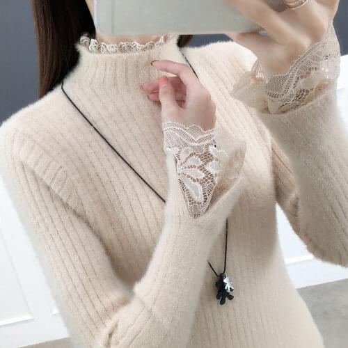 New style mink like sweater womens T-shirt womens long sleeve top autumn and winter bottom coat