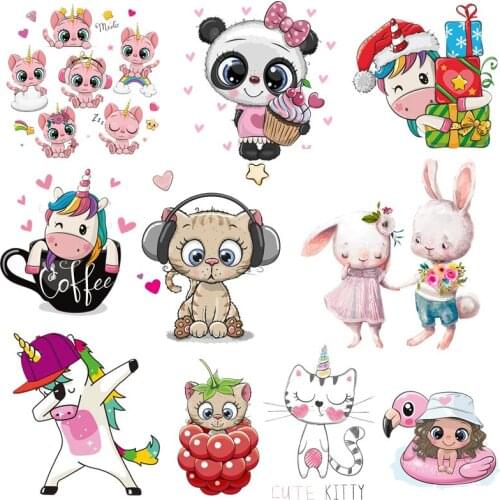 Cute Animals Heat Vinyl Transfer For Clothes Unicorn Thermal Stickers Iron On Transfers For Clothes Appliques For Diy T-shirt