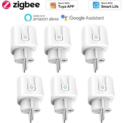 1/2/5/8pcs Zigbee 3.0 EU Socket Smart Plug for Tuya Smart Life APP Remote Control Automation Compatible With Alexa Google Home