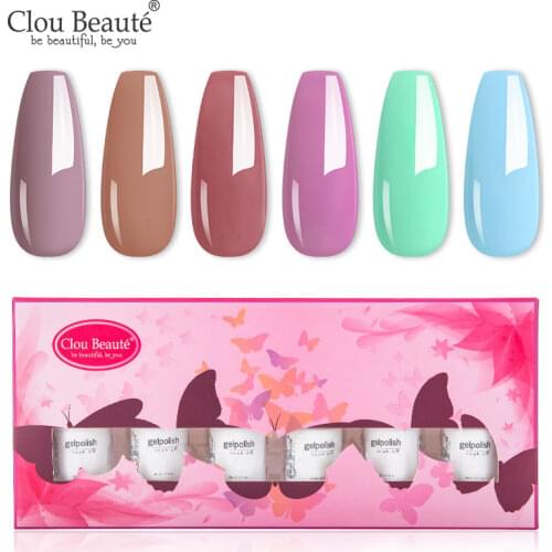 Clou Beaute Gift Box 6Pcs Gel Nail Polish Set Soak Off UV LED Gel Lacquer Semi Permanant Manicure Vernis Need Top Base coat