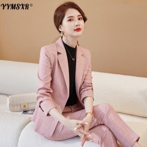 Plus Size Womens S-4XL Professional Wear Womens 2021 Autumn and Winter Temperament Office Suit Casual Trousers 2-piece Set