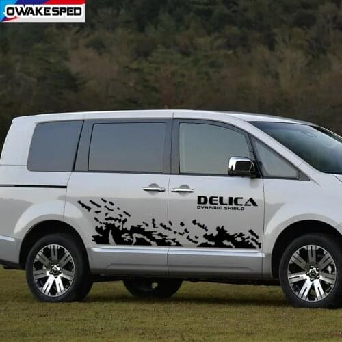 1 Set Car Body Whole Sticker For Mitsubishi Delica D5 L400 MPV OFF ROAD Style Sport Stripes Auto Door Side Decor Vinyl Decals