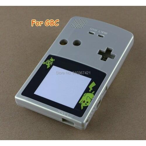 10sets Replacement For GBC Gold-silver shell case for GBC housing shell case cover with pattern lens+buttons repair parts