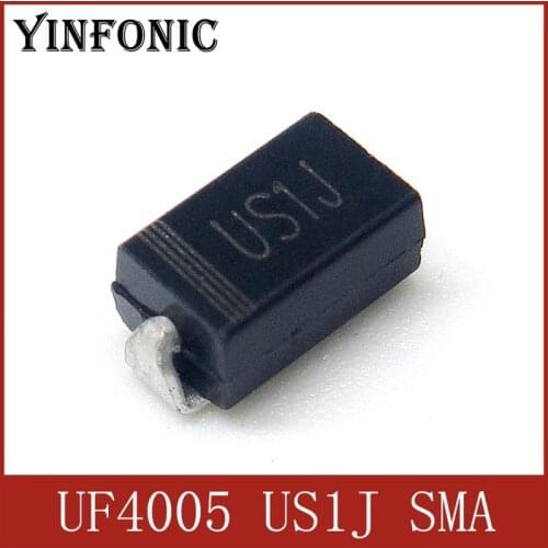 100Pcs/Lot UF4005 US1J SMA DO-214AC 1A 600V ultra-fast recovery Diode Sale