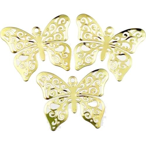 20pcs 32x40mm Metal Flower Filigree butterfly Crafts Gift Decoration DIY Cosplay Bridal hair accessories Wholesale Charms