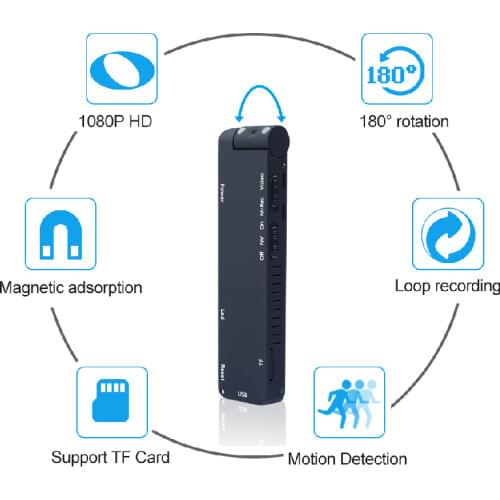 2020 Business Mini Camera HD Flashlight Micro Cam Magnetic Body Camera Motion Detection Snapshot Loop Recording Camcorder