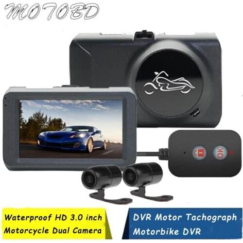 3.0 Inch Waterproof IP67 Motorcycle Recorder HD 1080P Double Lens Split Locomotive Recorder Motorbike Moto DVR Camera