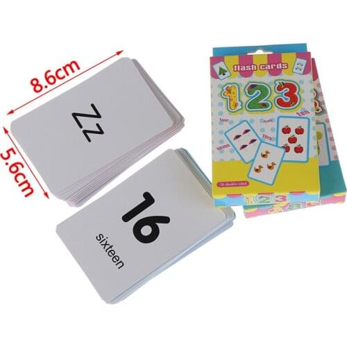 36pcs Flash Cards Learn English Word Number Baby Literacy Game Educational Card