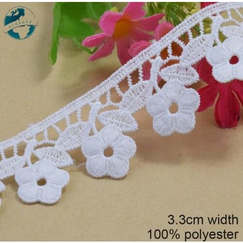 5yards 3.3cm white lace cotton embroidery lace french lace ribbon fabric guipure diy trims warp knitting sewing Accessories#3707