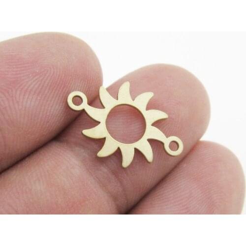 Brass sun charm Earring connect 19x13x0.65mm raw brass sunflower pendant necklace findings -6pcs R1450