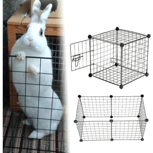 6 Pcs Foldable Pet Fences Playpen Crate Iron Puppy Kennel House Exercise Training Puppy Kitten Space Supplies for Rabbit Dogs