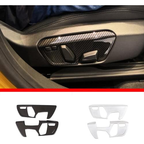 2 Pcs Carbon fiber ABS Chrome Car Seat Button Frame Trim For BMW X1 F48 2016 2017 2018 2019 X2 F47 2018 2019 Accessories