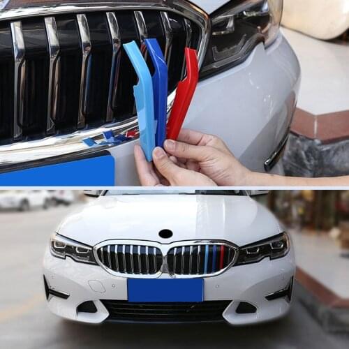 3pcs Car ABS Plastic Front Racing Grill Bar Cover Strip Sport Grille Clips For BMW 3 Series G20 2020 8 Bars Only