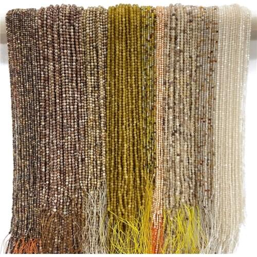 15.5" 2 3 4 mm Faceted Natural Yellow Coffee White Seed Spacer Stones Quartz Crystal Beads For Women Jewelry Making Accessorie