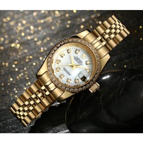 28MM SANGDO Automatic Self-Wind movement High quality Luxury Womens watches Plating 18KY Mechanical watches 05S