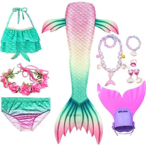 Girls Mermaid Tails Kids Swimsuit Costumes With Monofins Bikini Swimming Cosplay for Children Swimwear