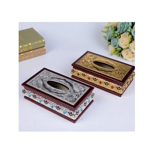 European gold/sliver colors wooden box for tissue holder tissue napkin box for home decoration napkin holder ZJ047