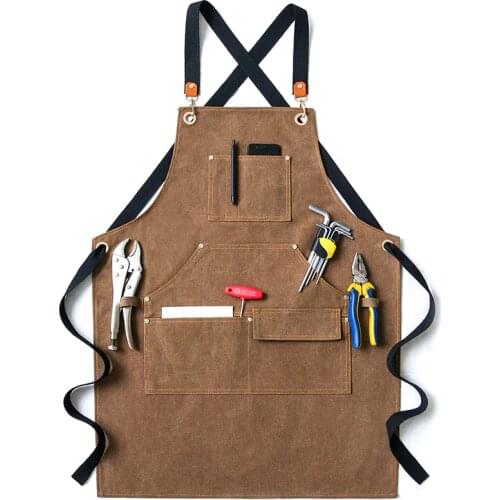 Thicken apron canvas fashion men and women gardening woodworking hand-made ceramic work clothes hairdressing custom printed LOGO